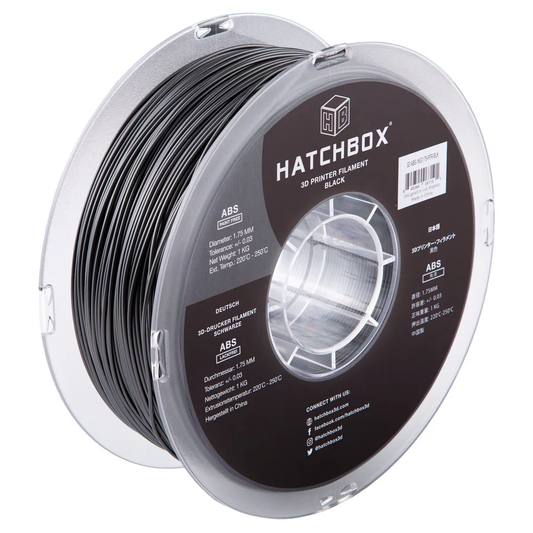 HATCHBOX BLACK PAINT FREE ABS FILAMENT - 1.75MM, 1KG SPOOL (5/10 Pack)