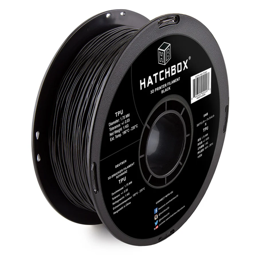 HATCHBOX BLACK TPU FILAMENT - 1.75MM, 1KG SPOOL - SHORE 95A (10 Pack)