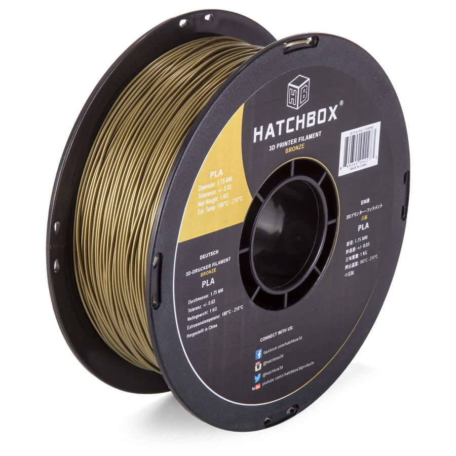 HATCHBOX BRONZE PLA FILAMENT - 1.75MM, 1KG SPOOL (10 Pack)