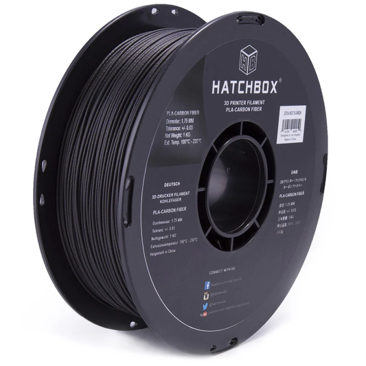 HATCHBOX CARBON FIBER PLA FILAMENT - 1.75MM, 1KG SPOOL (5/10 Pack)