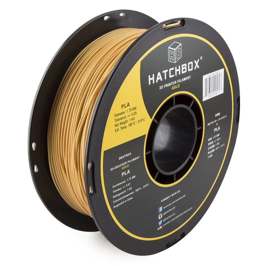 HATCHBOX GOLD PLA FILAMENT - 1.75MM, 1KG SPOOL (10 Pack)