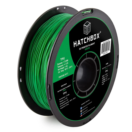 HATCHBOX GREEN TPU FILAMENT - 1.75MM, 1KG SPOOL - SHORE 95A (5/10 Pack)