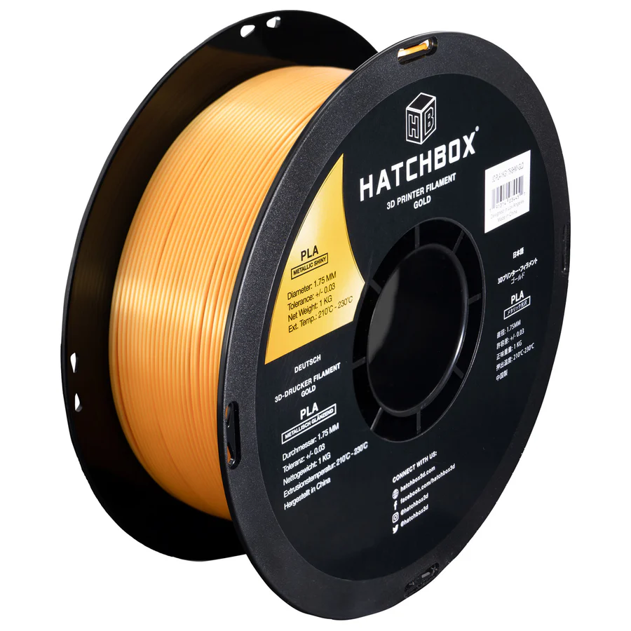 HATCHBOX METALLIC FINISH GOLD PLA FILAMENT - 1.75MM, 1KG SPOOL