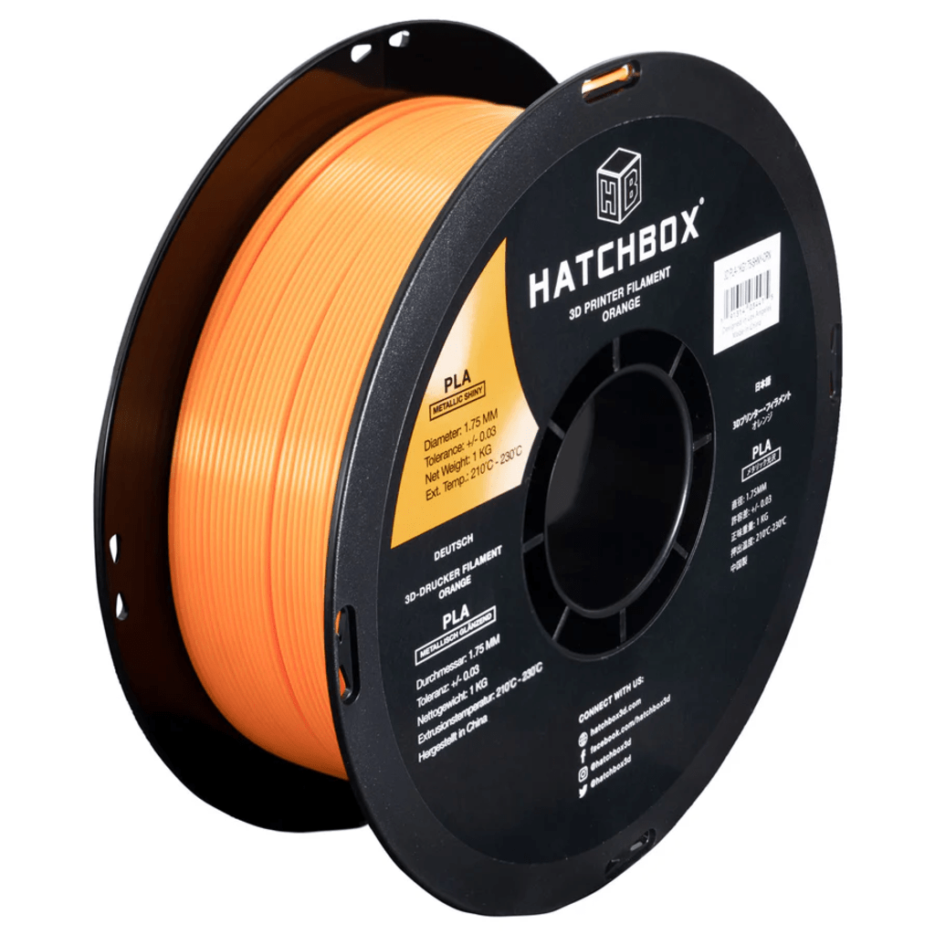 HATCHBOX METALLIC FINISH ORANGE PLA FILAMENT - 1.75MM, 1KG SPOOL (10-Pack)