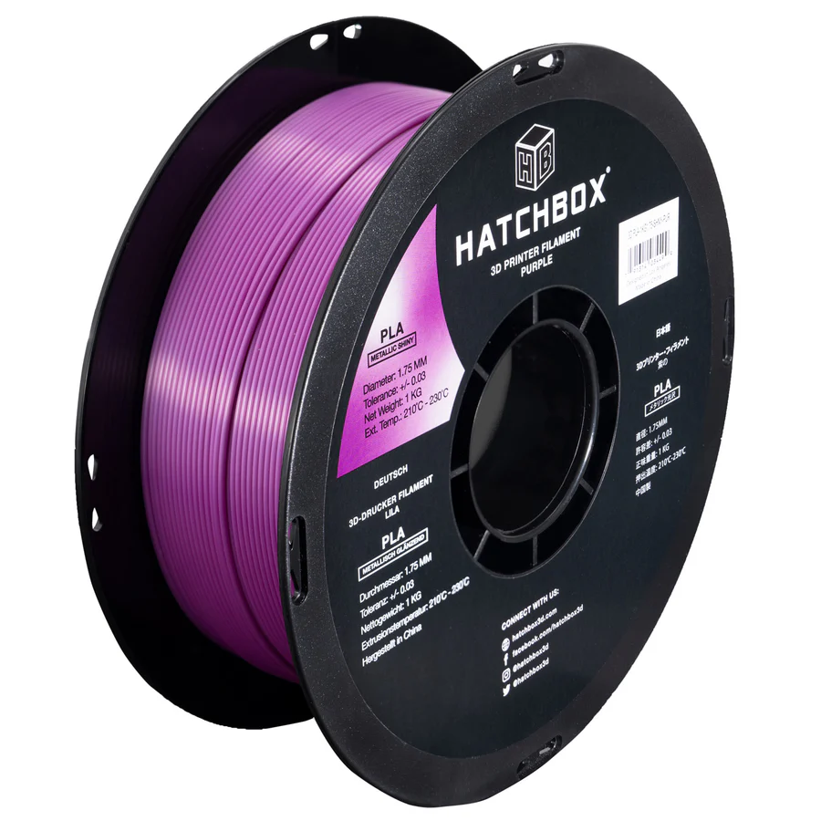 HATCHBOX METALLIC FINISH PURPLE PLA FILAMENT - 1.75MM, 1KG SPOOL (5/10 Pack)