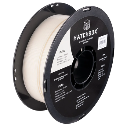 HATCHBOX NATURAL PETG FILAMENT - 1.75MM, 1KG SPOOL (10 Pack)