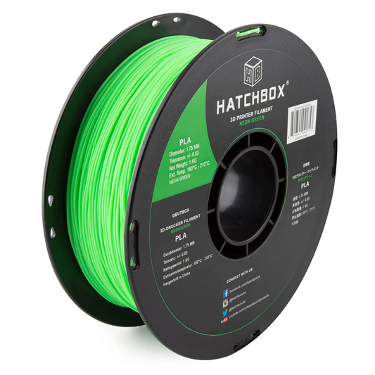 HATCHBOX NEON GREEN PLA FILAMENT - 1.75MM, 1KG SPOOL (10 Pack)