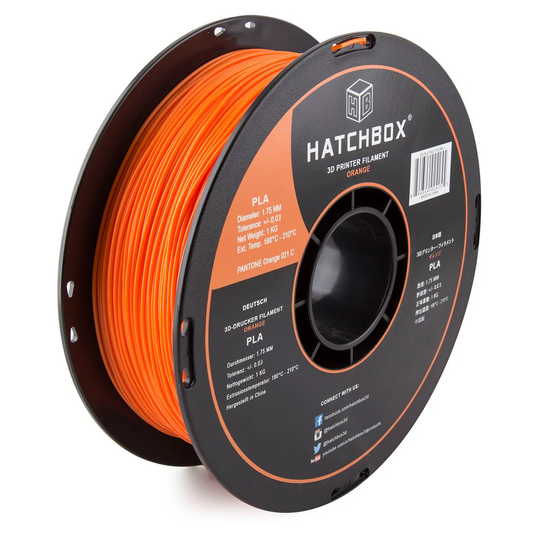 HATCHBOX ORANGE PLA FILAMENT - 1.75MM, 1KG SPOOL (5/10 Pack)