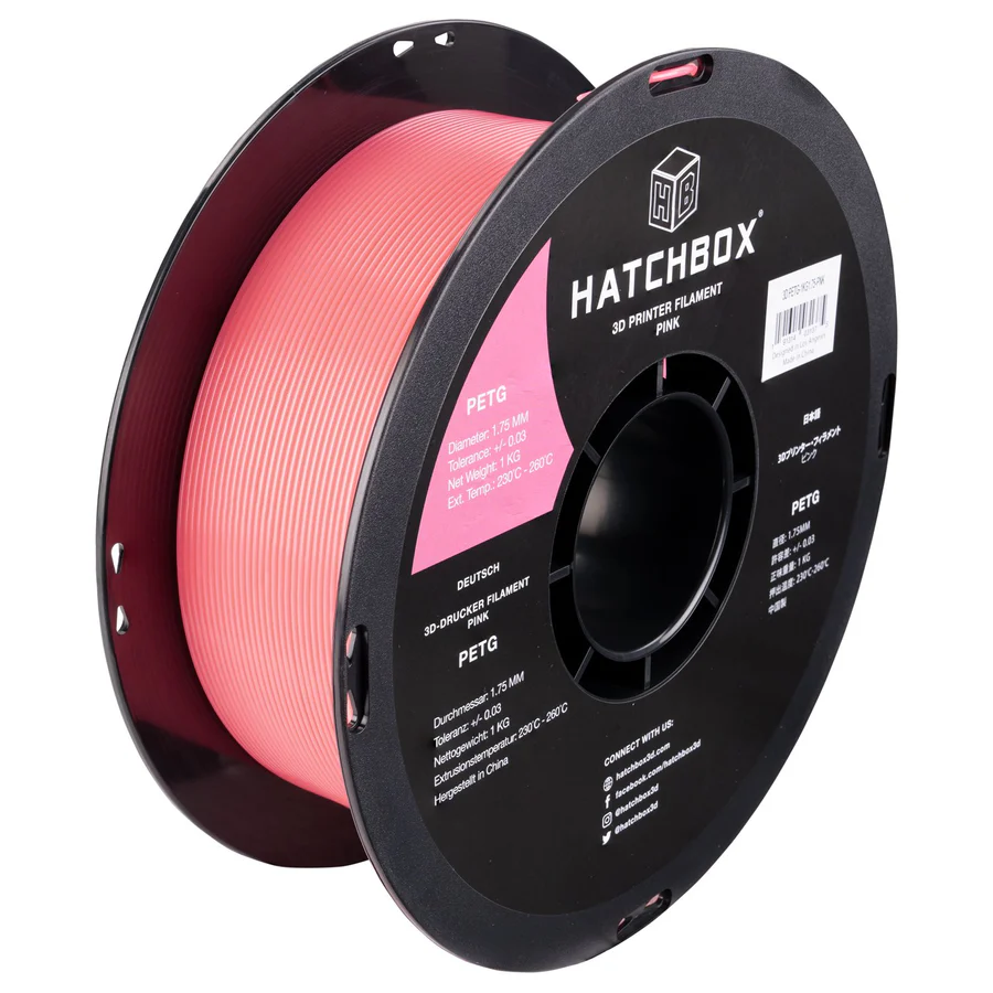 HATCHBOX PINK PETG FILAMENT - 1.75MM, 1KG SPOOL (10 Pack)