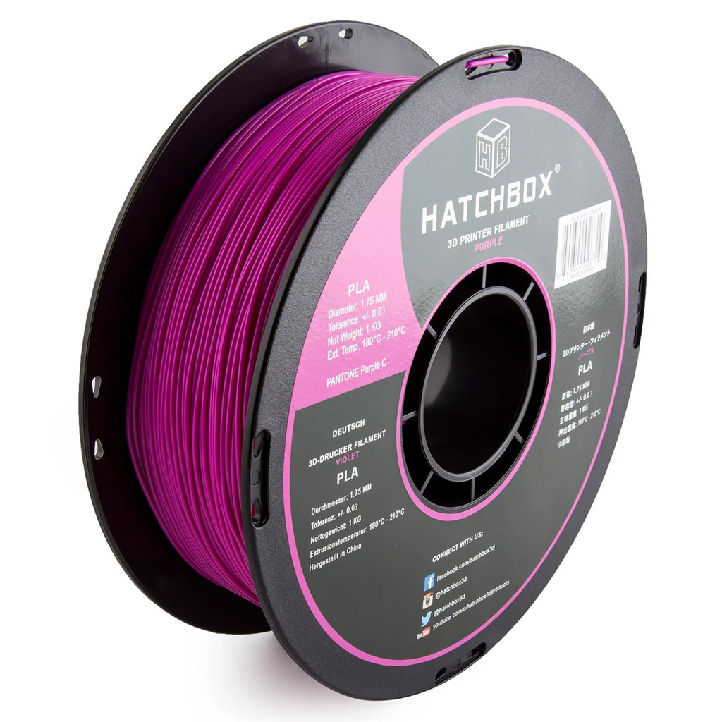 HATCHBOX PURPLE PLA FILAMENT - 1.75MM, 1KG SPOOL (5/10 Pack)