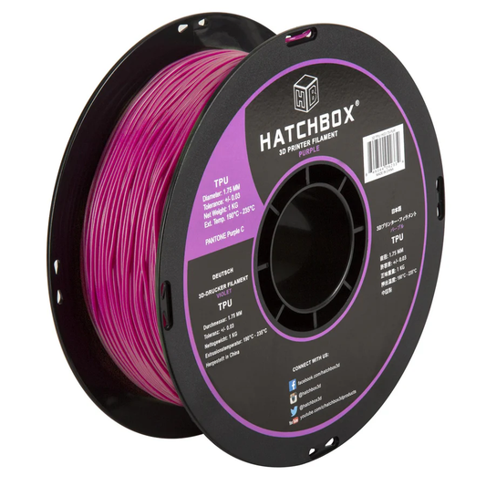 HATCHBOX PURPLE TPU FILAMENT - 1.75MM, 1KG SPOOL - SHORE 95A (5/10 Pack)