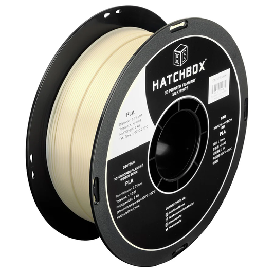 HATCHBOX SILK WHITE PLA FILAMENT - 1.75MM, 1KG SPOOL (10 Pack)