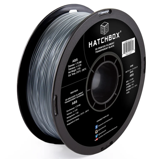 HATCHBOX TRANSPARENT BLACK ABS FILAMENT - 1.75MM, 1KG SPOOL (5/10 Pack)