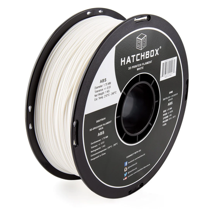 HATCHBOX WHITE ABS FILAMENT - 1.75MM, 1KG SPOOL (5/10 Pack)