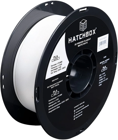 HATCHBOX WHITE MATTE PLA FILAMENT - 1.75MM, 1KG SPOOL (10 Pack)