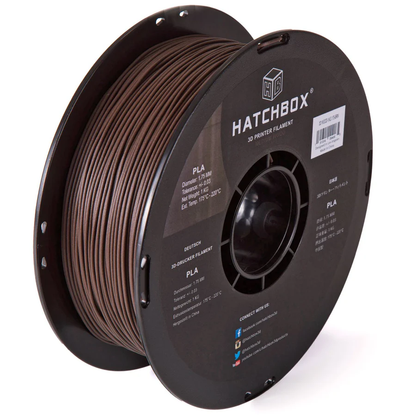 HATCHBOX WOOD BROWN PLA FILAMENT - 1.75MM, 1KG SPOOL (5/10 Pack)