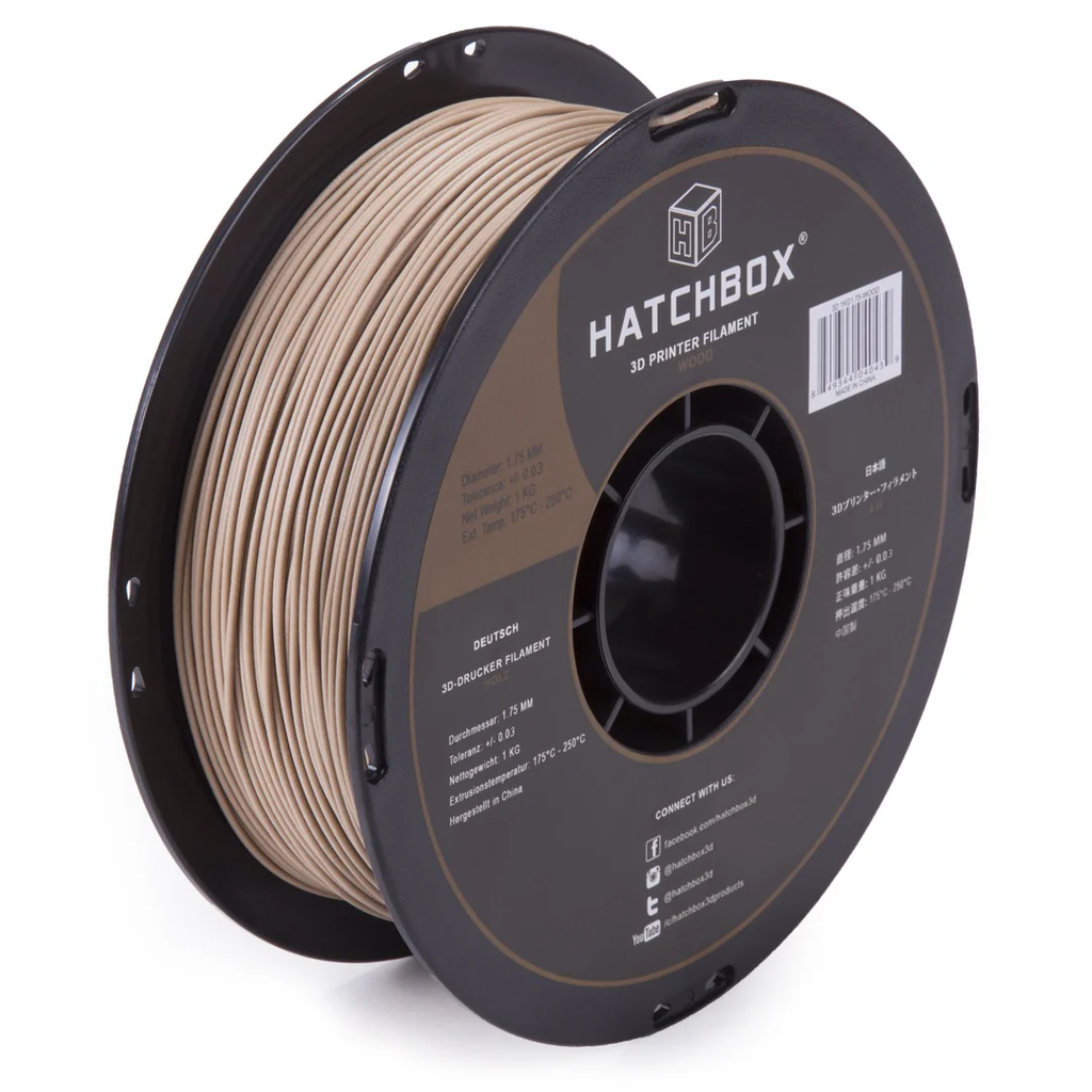 HATCHBOX WOOD PLA FILAMENT - 1.75MM, 1KG SPOOL