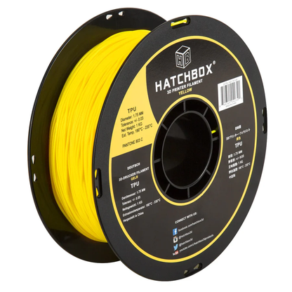 HATCHBOX YELLOW TPU FILAMENT - 1.75MM, 1KG SPOOL - SHORE 95A (5/10 Pack)