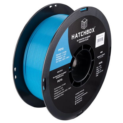 HATCHBOX PEACOCK BLUE PETG FILAMENT - 1.75MM, 1KG SPOOL (10 Pack)