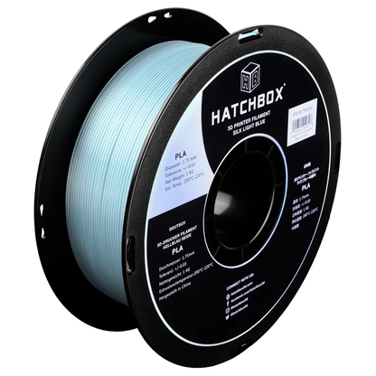 HATCHBOX SILK LIGHT BLUE PLA FILAMENT - 1.75MM, 1KG SPOOL (10 Pack)