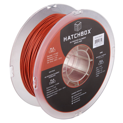 HATCHBOX STONE BRICK RED PLA FILAMENT - 1.75MM, 1KG SPOOL (5/10 Pack)